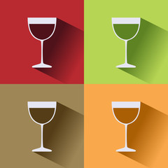 Icono de una copa de vino sobre fondos de colores
