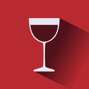 Icono de una copa de vino sobre fondo rojo