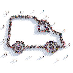 car people 3D rendering