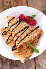 crepe with chocolate and raspberry