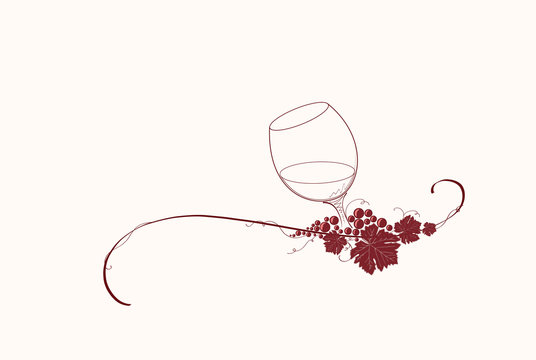 wine glass with grapes and leaves clip art preview