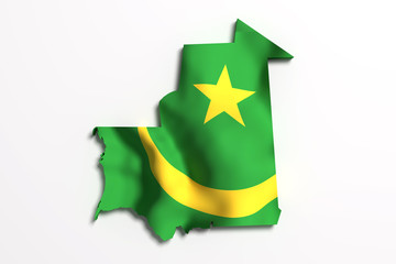 Silhouette of Mauritania map with flag