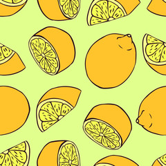 Seamless pattern with lemons. Vector seamless texture for wallpapers, pattern fills, web page backgrounds