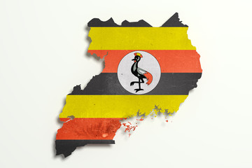 Silhouette of Uganda map with flag