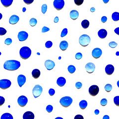 Seamless pattern with blue watercolor drops. Vector seamless texture for wallpapers, pattern fills, web page backgrounds