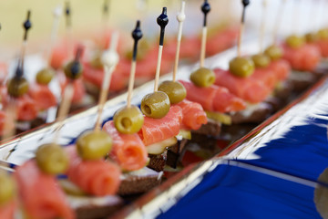 tasty snack on skewers Buffet