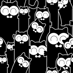 Seamless pattern with funny cats. Vector seamless texture for wallpapers, pattern fills, web page backgrounds