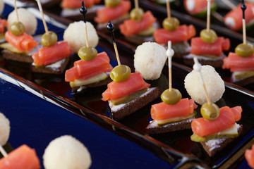 tasty snack on skewers Buffet