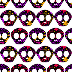 Seamless pattern with human skulls. Vector seamless texture for wallpapers, pattern fills, web page backgrounds