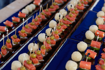 tasty snack on skewers Buffet