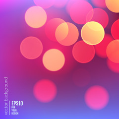Vector realistic abstract background with blurred defocused bokeh lights