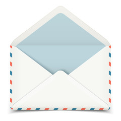 Blank white vector open envelope isolated on white