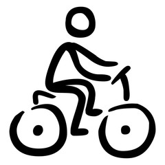 Naklejka premium Strichmännchen: Radfahrer – schwarz-weiß, gezeichnet, Vektor, freigestellt
