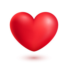 Red realistic vector heart isolated on white
