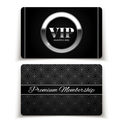 Silver VIP cards, premium membership, vector illustration