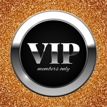 Gold and silver VIP vector illustration on shiny glitter background