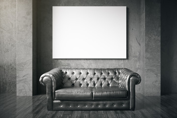 Couch and blank billboard