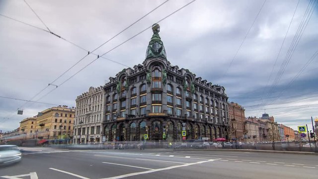 Singer House at the Saint Petersburg timelapse hyperlapse.