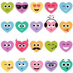 Obraz premium colorful hearts with smiley faces
