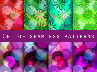 Seamless pattern of transparent geometric shapes. A set of abstract designs. Vector illustration.