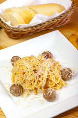 Spaghetti pasta with meatballs