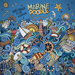 Doodles marine nautical vector border
