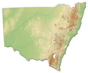 Relief map - New South Wales (Australia) - 3D-Rendering