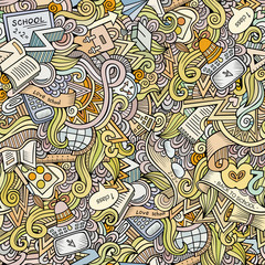 Naklejka premium Cartoon vector doodles school seamless pattern