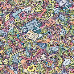 Obraz premium Cartoon vector doodles hand drawn school frame