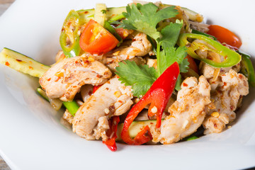 Asian chicken salad with vegetables
