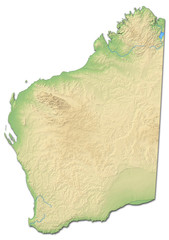 Relief map - Western Australia (Australia) - 3D-Rendering