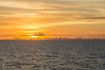 Naklejka premium Miami Sunset from Sea