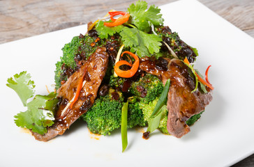 Chinese sichuan meat with broccoli