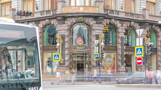 Entrance to Singer House at the Saint Petersburg timelapse.