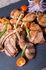 Different sorts of grilled meat