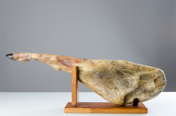Cured iberian ham leg, bellota ham. Gourmet spanish food