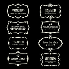 Ethnic Tribal style frame collection in monochrome.