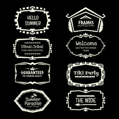 Ethnic Tribal style frame collection in monochrome.