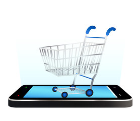 smartphone with shopping cart