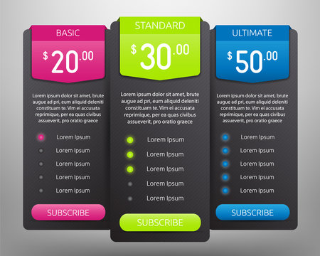 Pricing Tables Mock Up