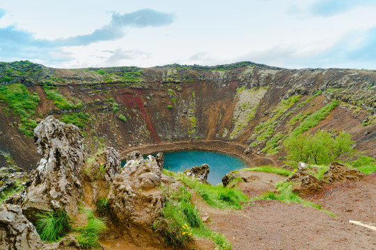Kerid a lake filled volcanic crater