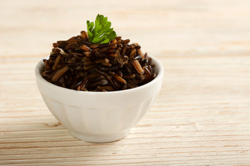 rice on wooden background