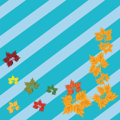 autumn leaves yellow stripes blue background art abstract illustration for banner brochure card design element vector