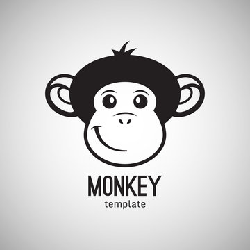 Funny monkey face, New Year 2016, vector illustration logo design