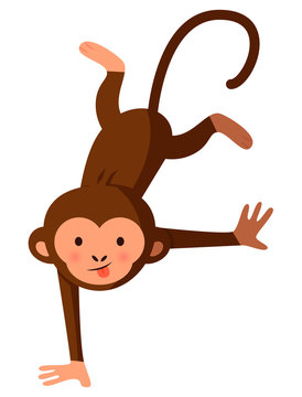 Funny crazy monkey, vector illustration