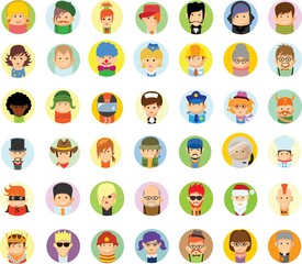 Different people professions characters avatars set in flat style