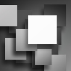 Fototapeta na wymiar Squares with drop shadows on gray background