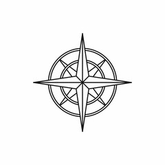 Ancient compass icon in outline style isolated vector illustration