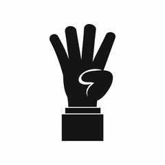 Obraz premium Hand showing number four icon in simple style isolated vector illustration