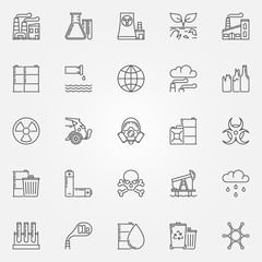Pollution icons set